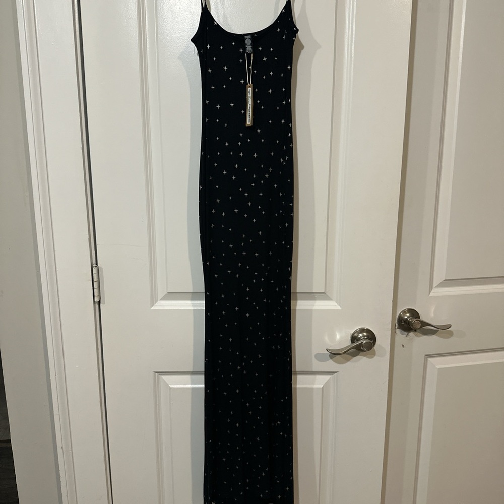 Skims Black Maxi Dress with Star Accents